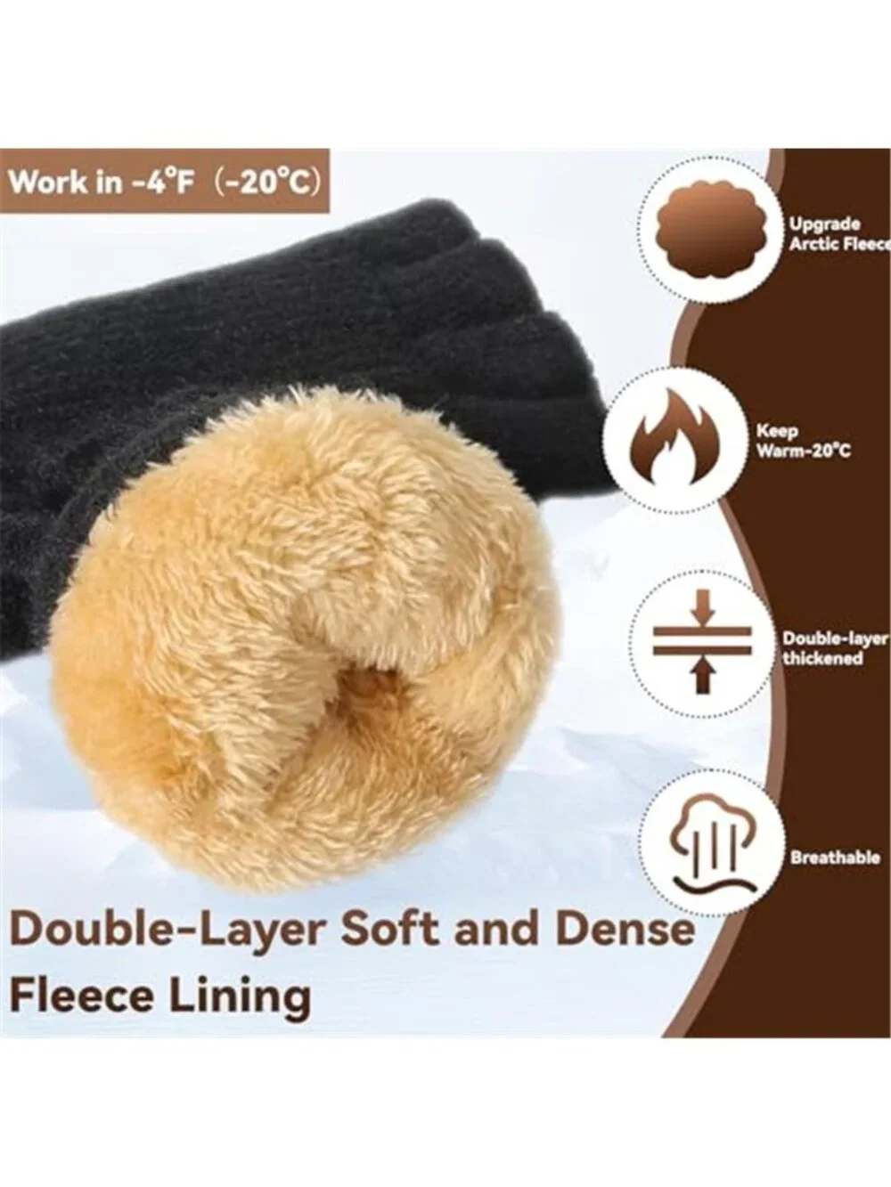 2 Pairs Unisex Winter Mittens Fingerless Gloves Upgraded Warm and Soft Thermal